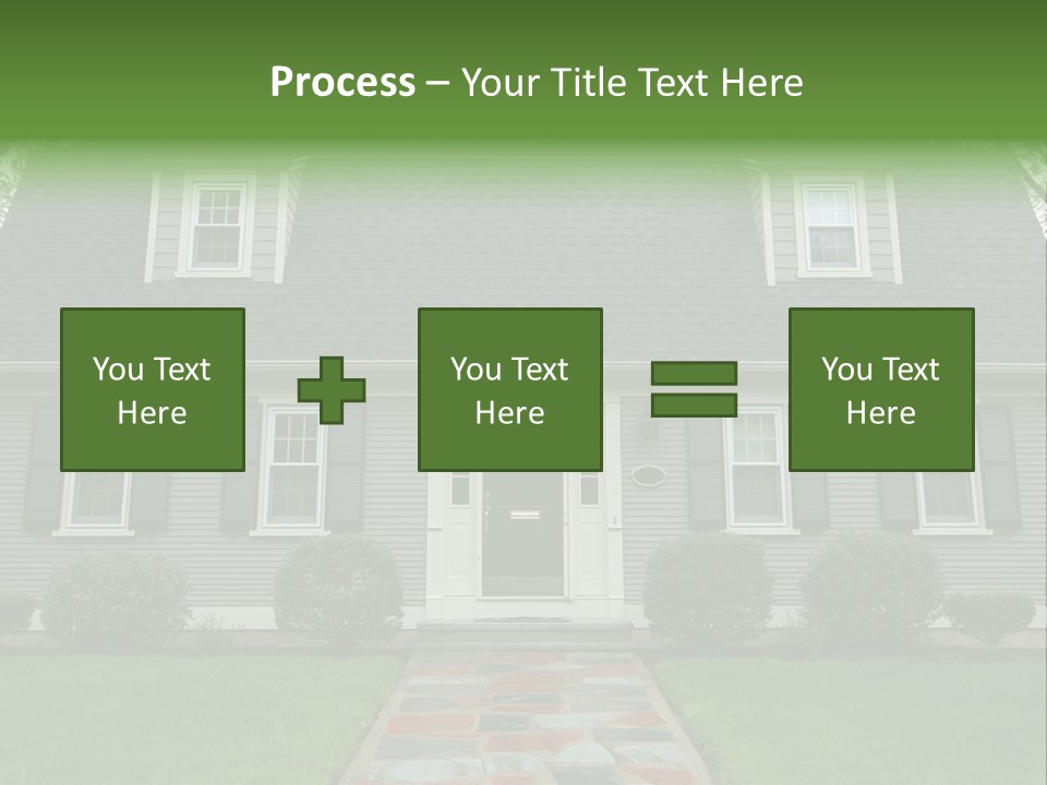 A Gray House With Black Shutters And A Black Door PowerPoint Template