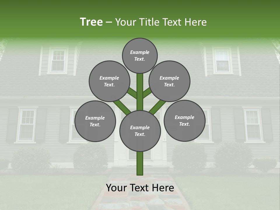 A Gray House With Black Shutters And A Black Door PowerPoint Template