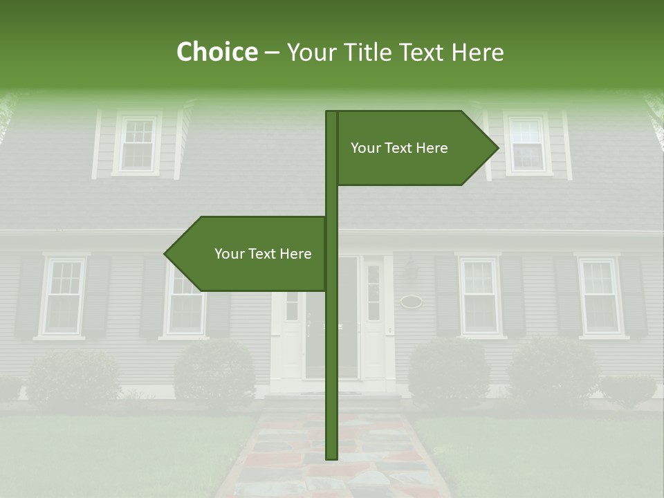 A Gray House With Black Shutters And A Black Door PowerPoint Template