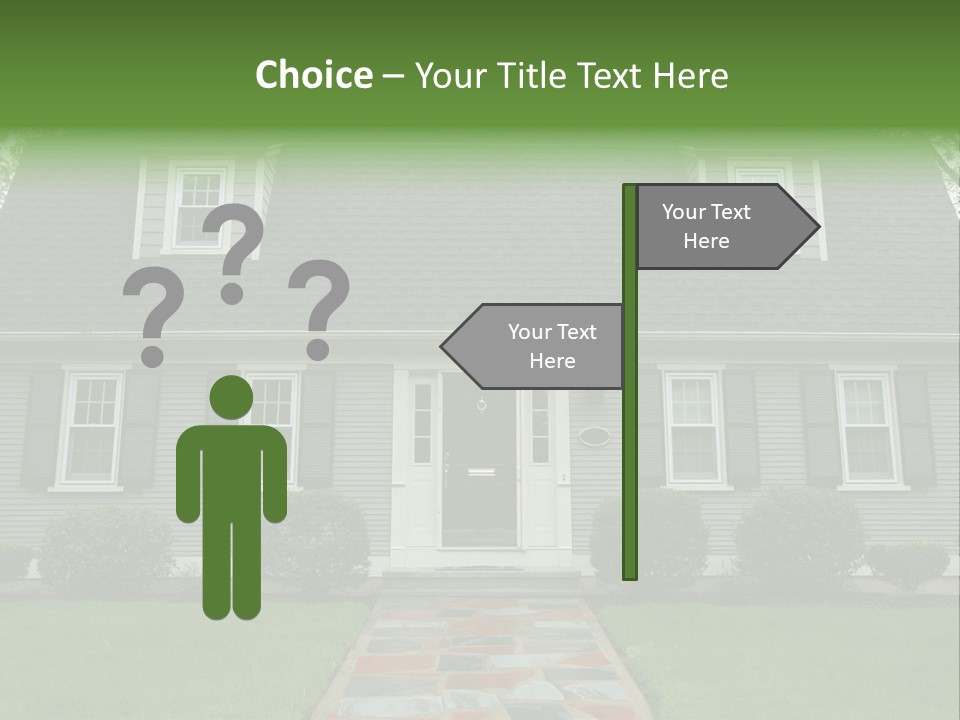 A Gray House With Black Shutters And A Black Door PowerPoint Template