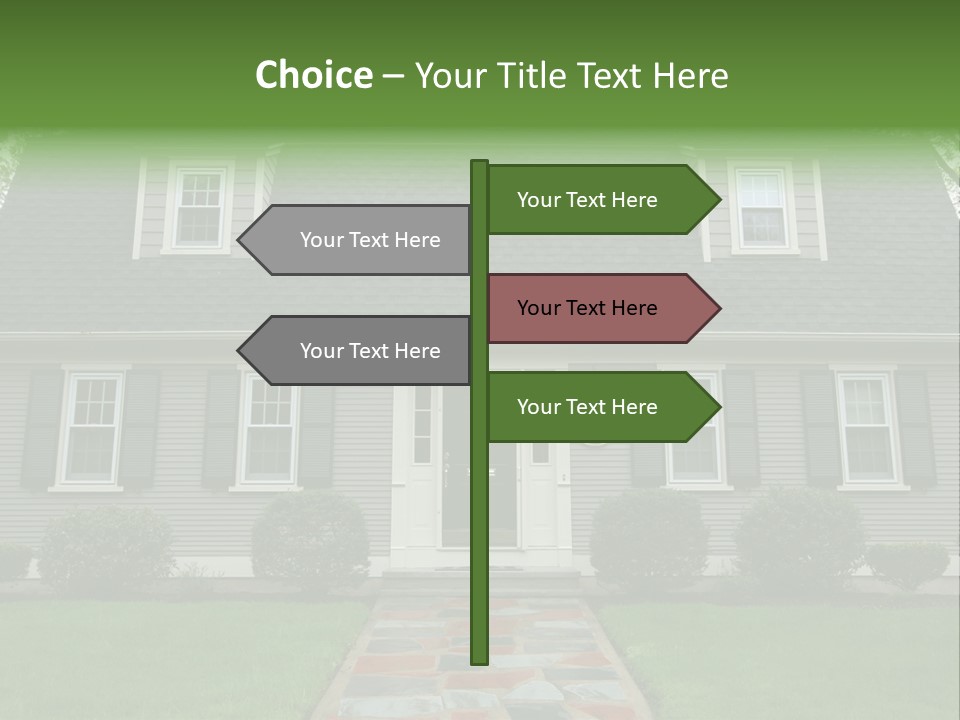 A Gray House With Black Shutters And A Black Door PowerPoint Template