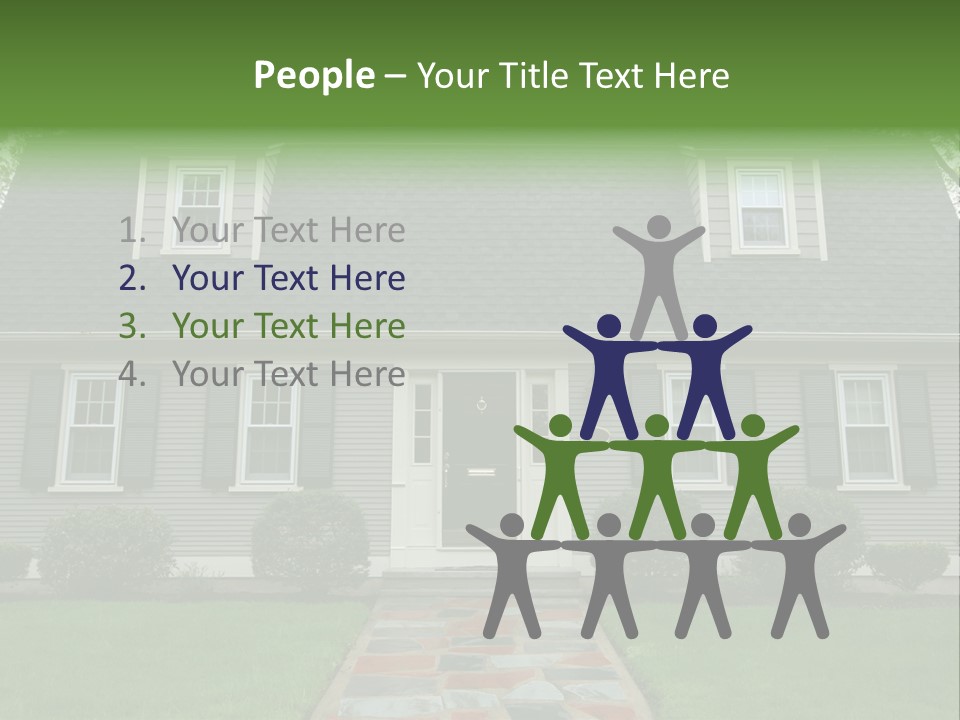 A Gray House With Black Shutters And A Black Door PowerPoint Template