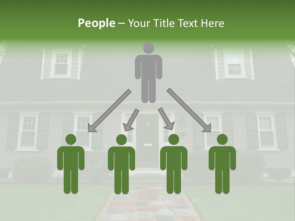 A Gray House With Black Shutters And A Black Door PowerPoint Template