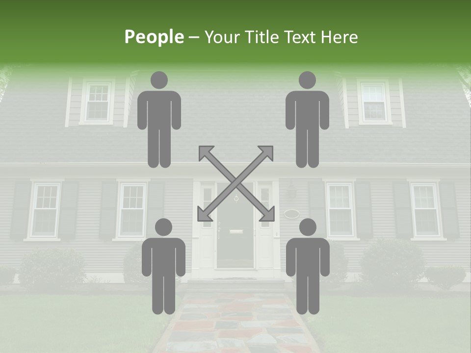 A Gray House With Black Shutters And A Black Door PowerPoint Template