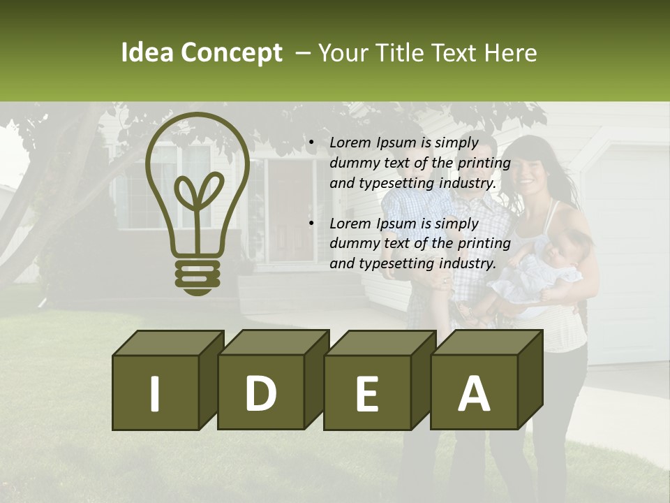 A Family Standing In Front Of A House PowerPoint Template