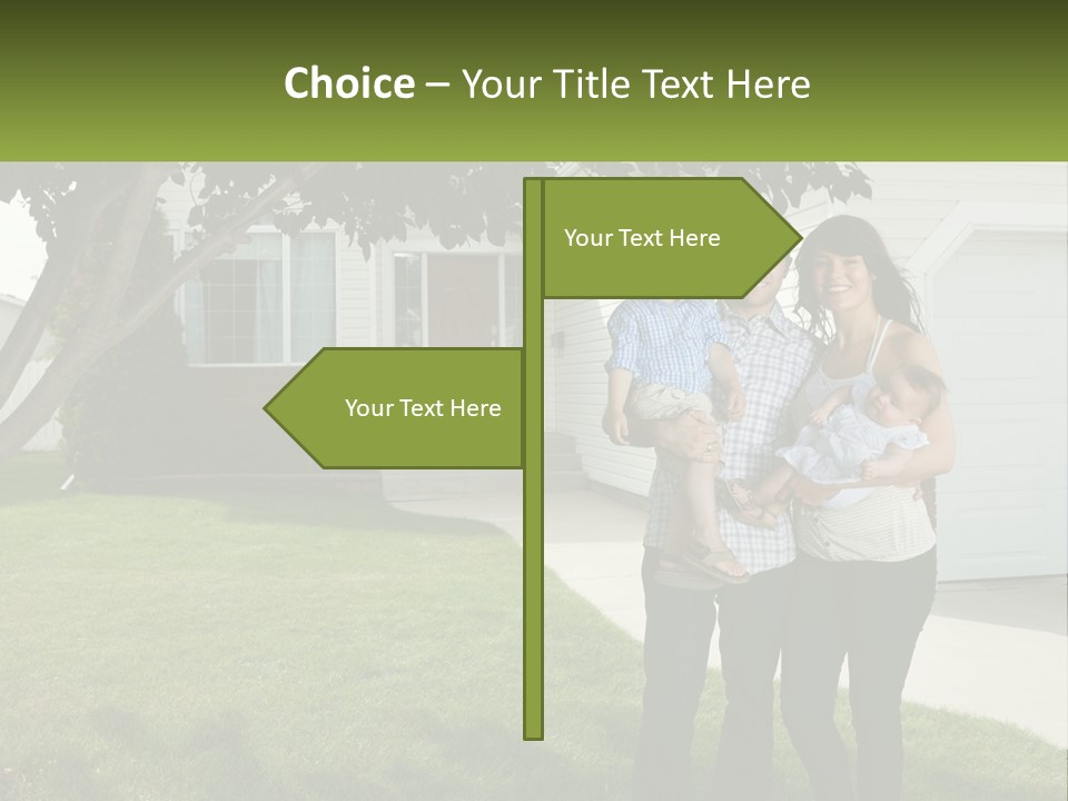 A Family Standing In Front Of A House PowerPoint Template