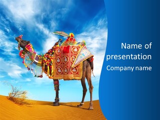 A Camel In The Desert With A Sky Background PowerPoint Template