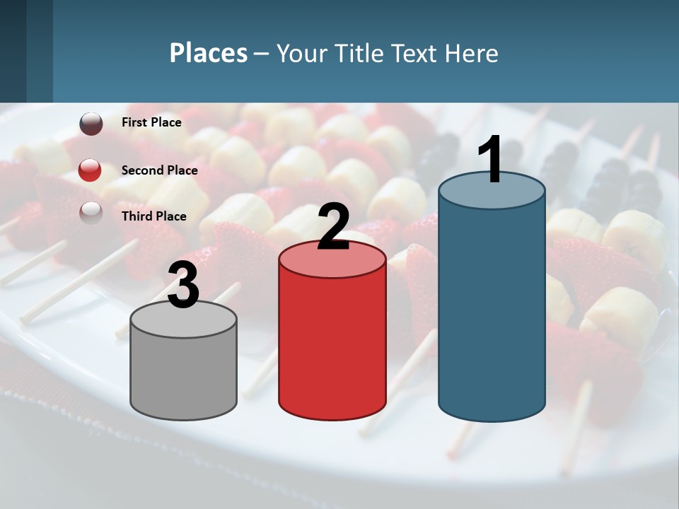 A Plate Of Strawberries And Bananas On Skewers PowerPoint Template