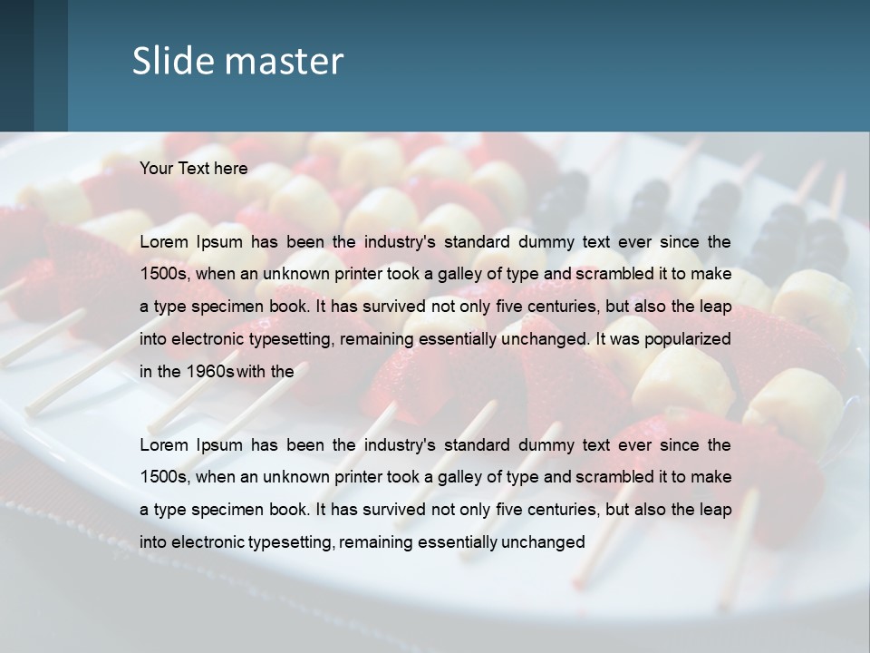 A Plate Of Strawberries And Bananas On Skewers PowerPoint Template