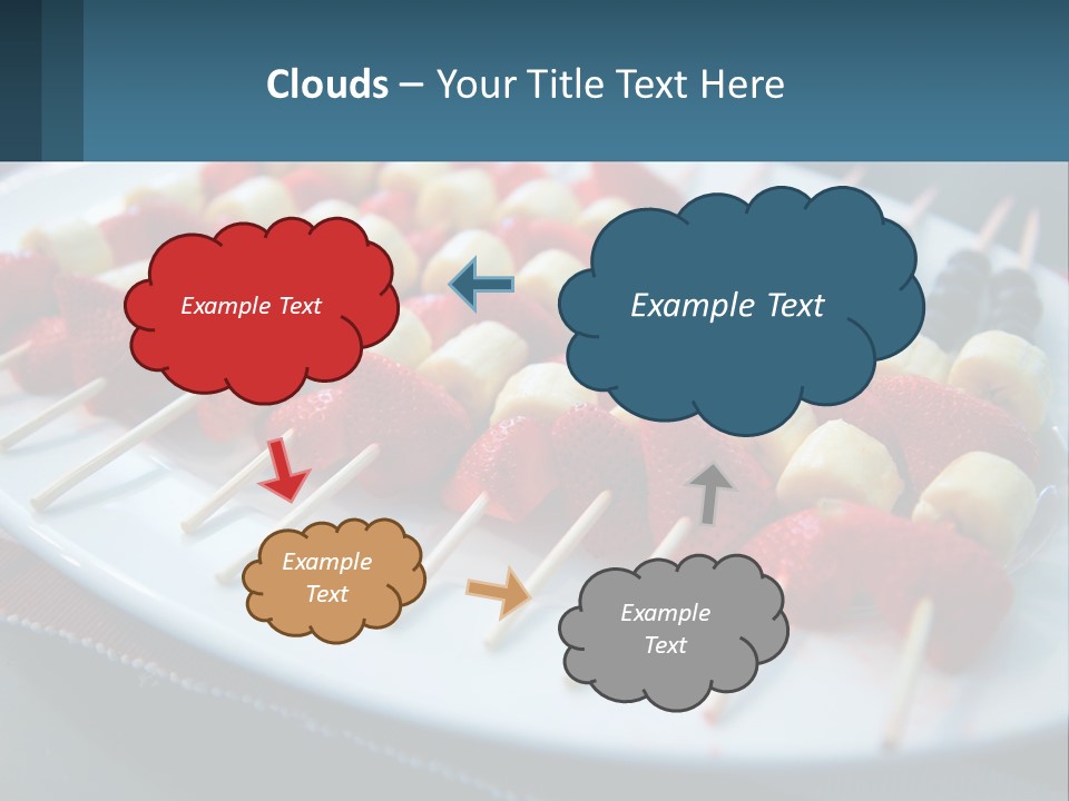 A Plate Of Strawberries And Bananas On Skewers PowerPoint Template