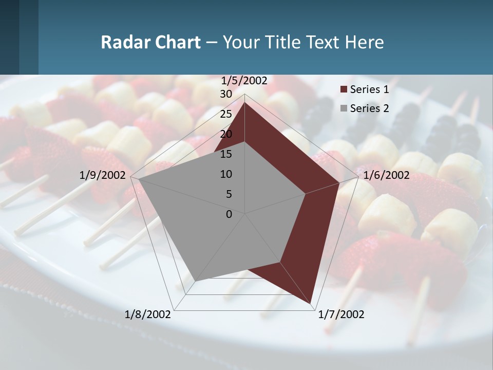 A Plate Of Strawberries And Bananas On Skewers PowerPoint Template