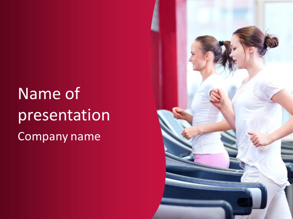A Group Of Women Running In A Gym PowerPoint Template