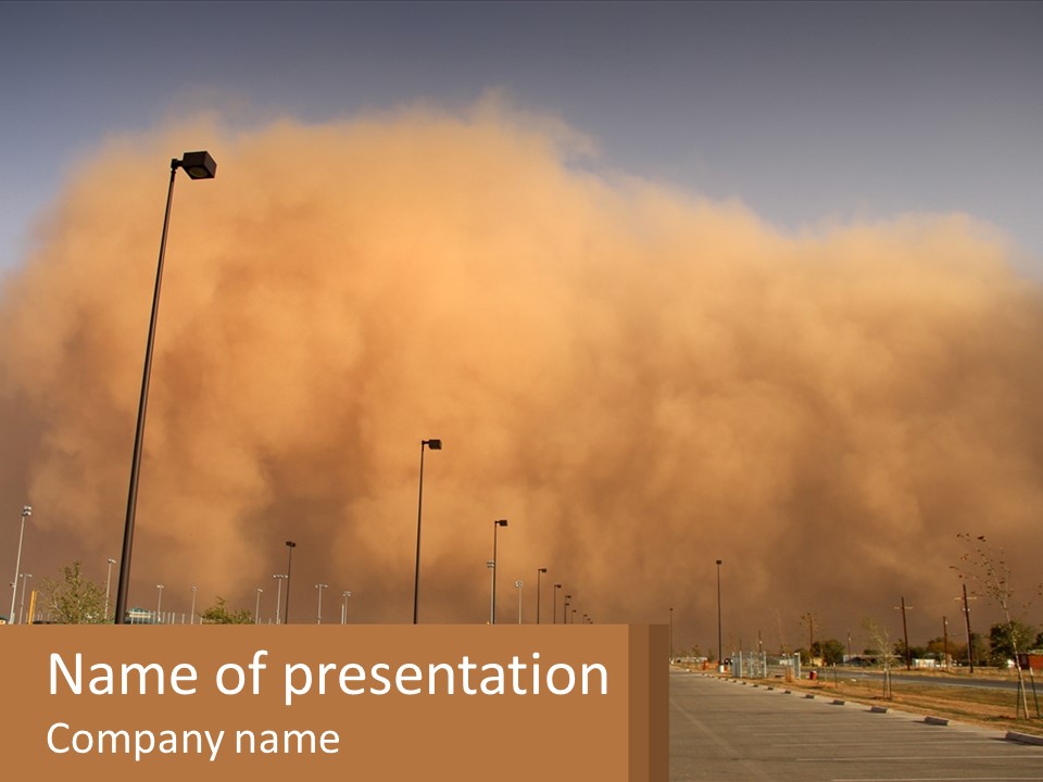A Large Cloud Of Dust Over A Parking Lot PowerPoint Template