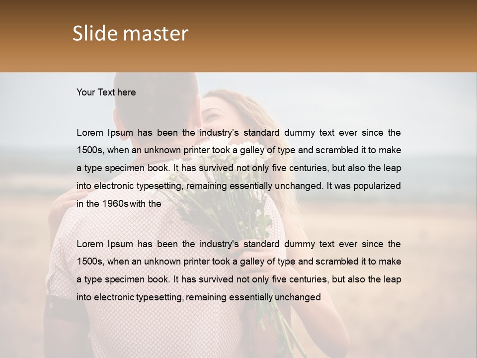 A Man Holding A Bouquet Of Flowers Next To A Woman PowerPoint Template