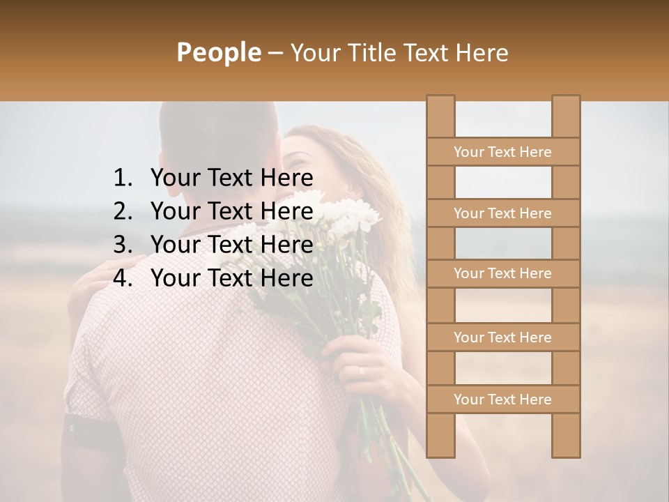A Man Holding A Bouquet Of Flowers Next To A Woman PowerPoint Template