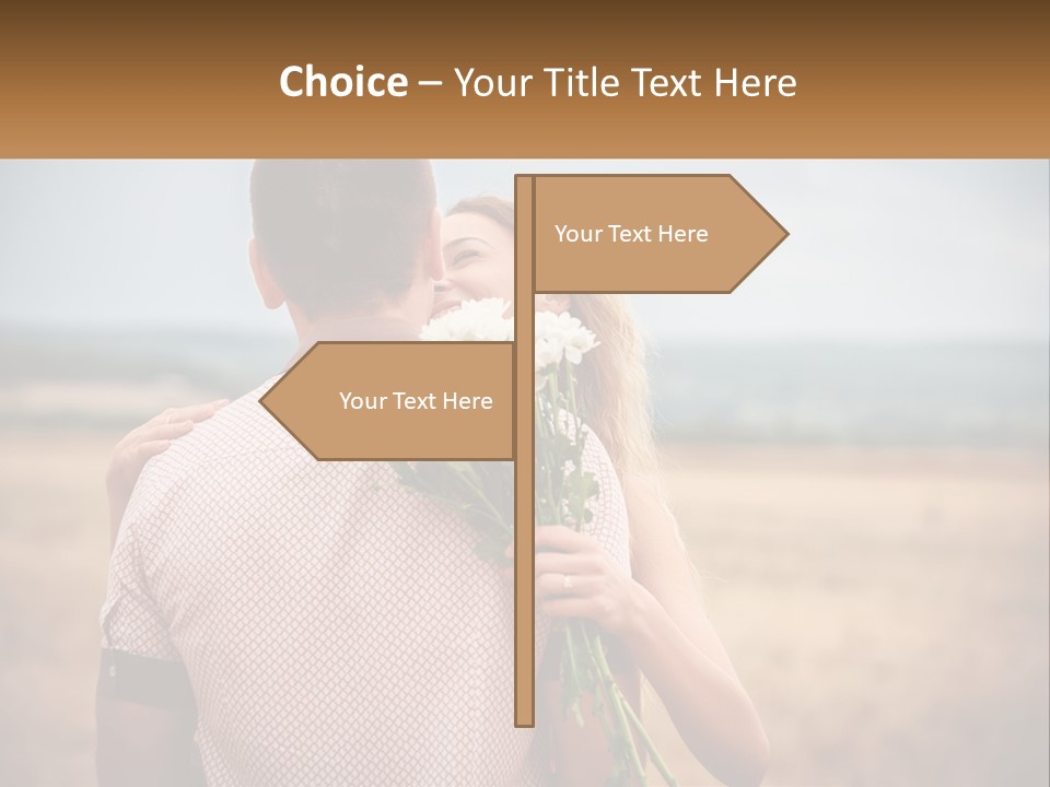 A Man Holding A Bouquet Of Flowers Next To A Woman PowerPoint Template