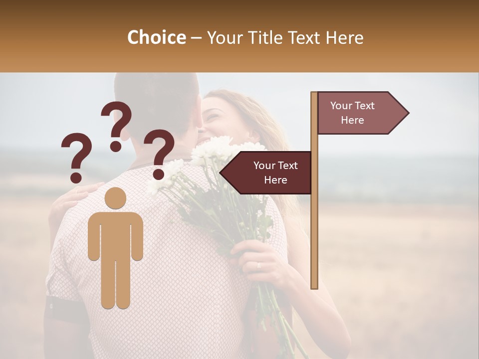 A Man Holding A Bouquet Of Flowers Next To A Woman PowerPoint Template