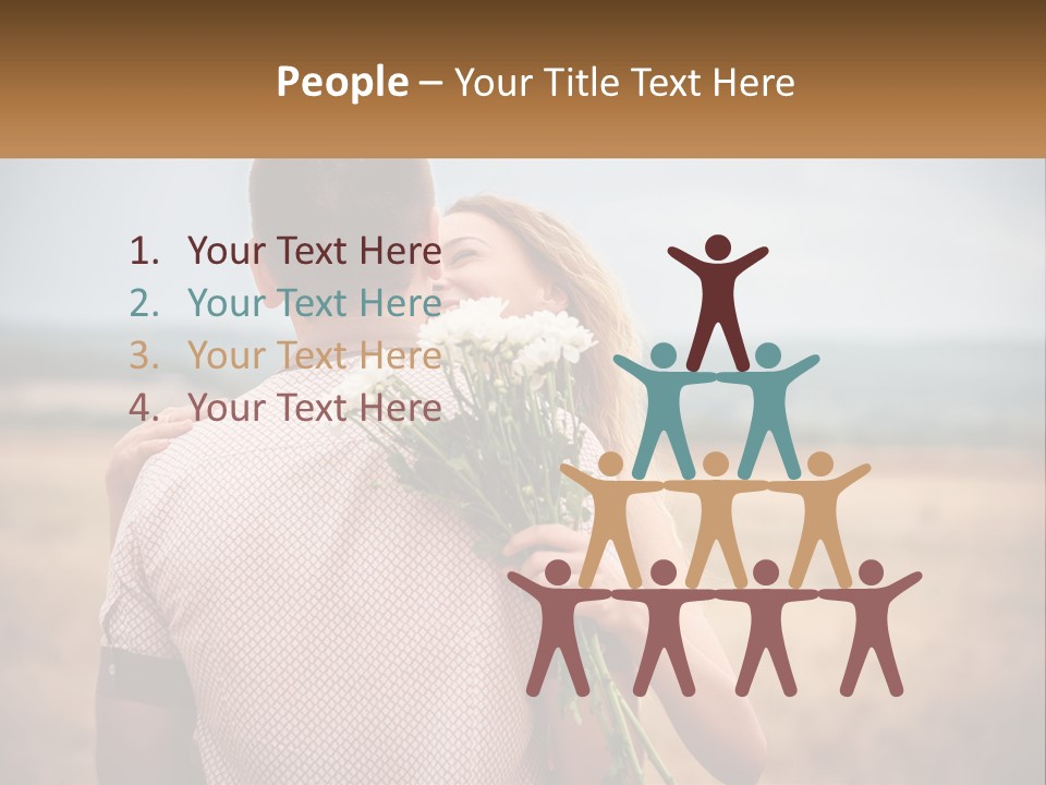 A Man Holding A Bouquet Of Flowers Next To A Woman PowerPoint Template