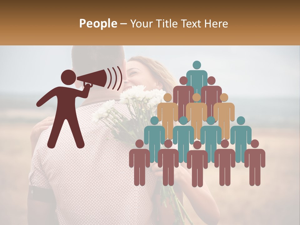 A Man Holding A Bouquet Of Flowers Next To A Woman PowerPoint Template