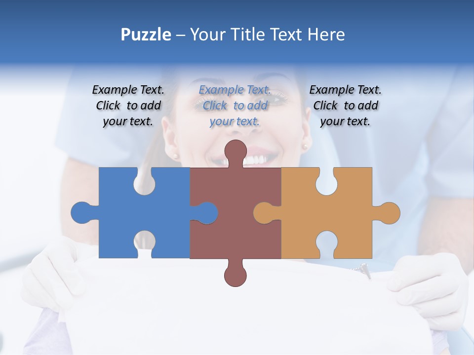 A Smiling Woman In A Dental Chair With A Dentist In The Background PowerPoint Template