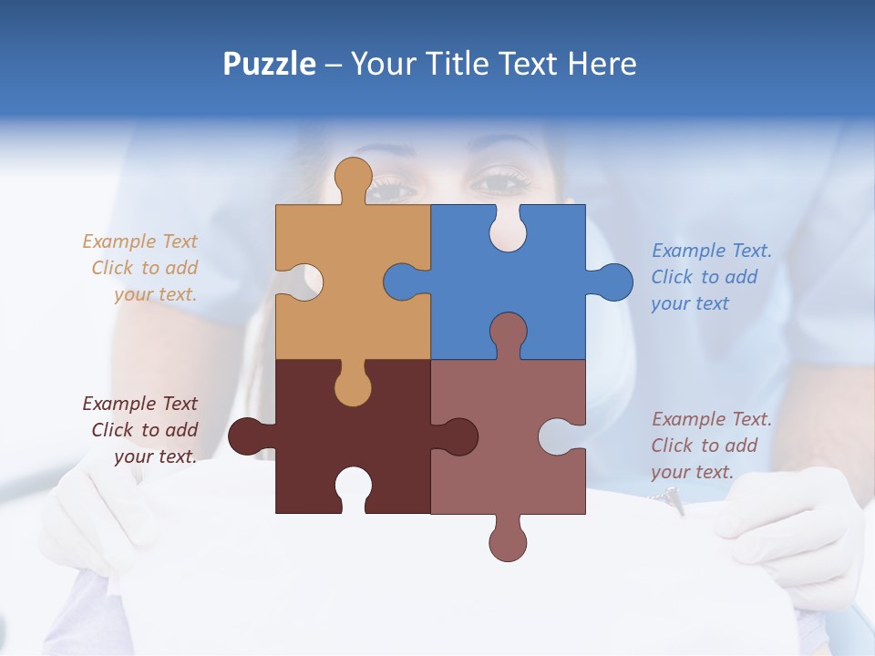 A Smiling Woman In A Dental Chair With A Dentist In The Background PowerPoint Template