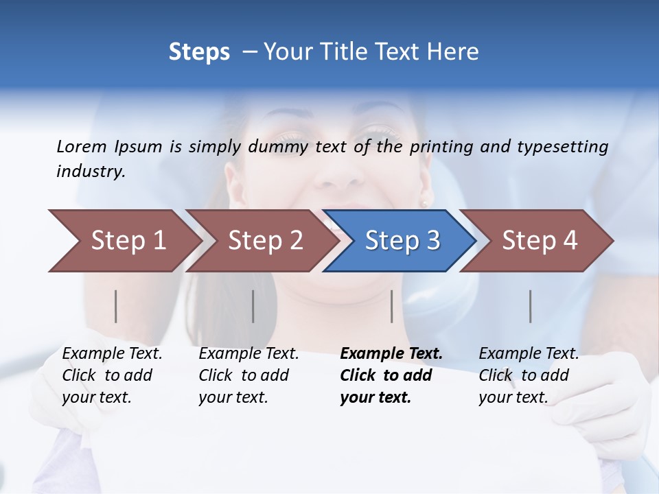 A Smiling Woman In A Dental Chair With A Dentist In The Background PowerPoint Template