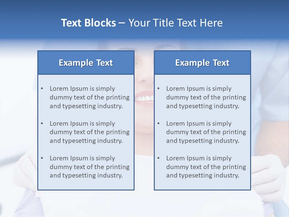 A Smiling Woman In A Dental Chair With A Dentist In The Background PowerPoint Template
