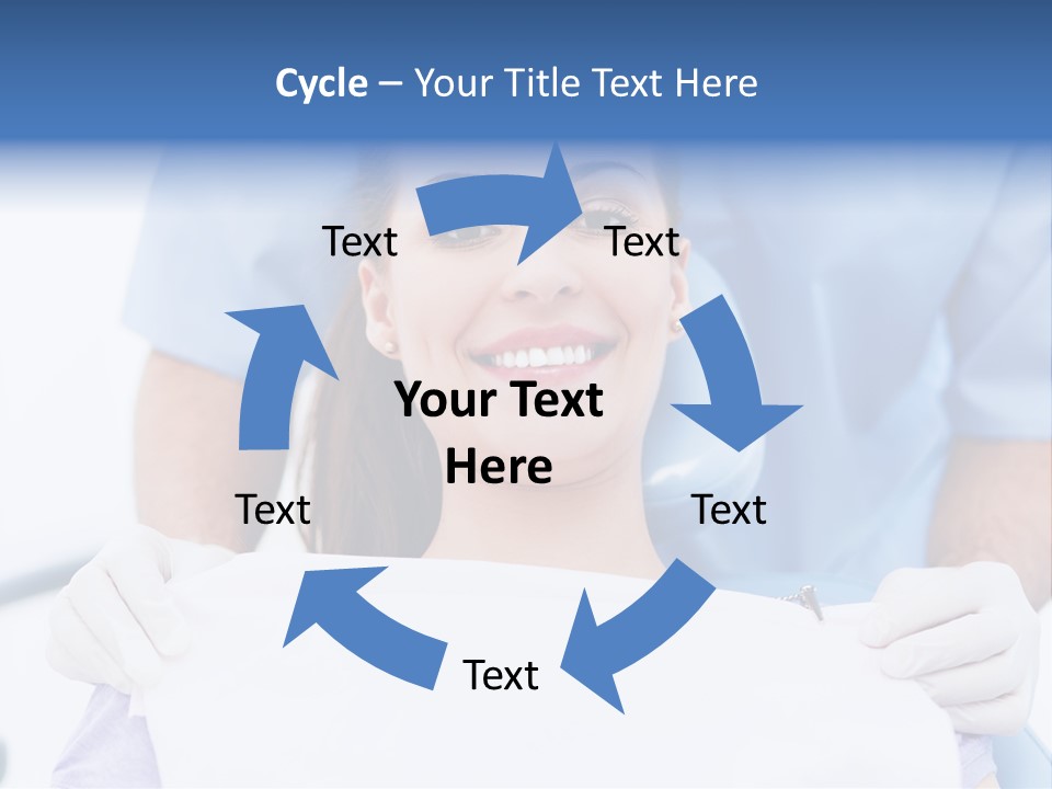 A Smiling Woman In A Dental Chair With A Dentist In The Background PowerPoint Template
