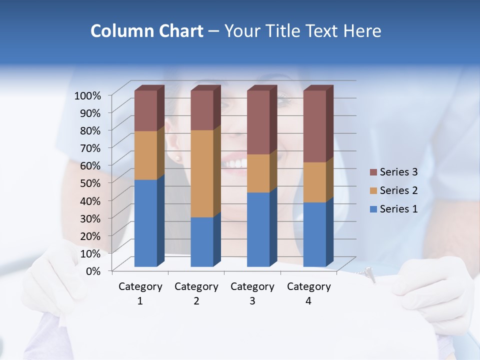 A Smiling Woman In A Dental Chair With A Dentist In The Background PowerPoint Template