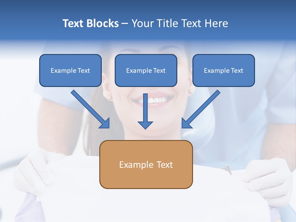A Smiling Woman In A Dental Chair With A Dentist In The Background PowerPoint Template