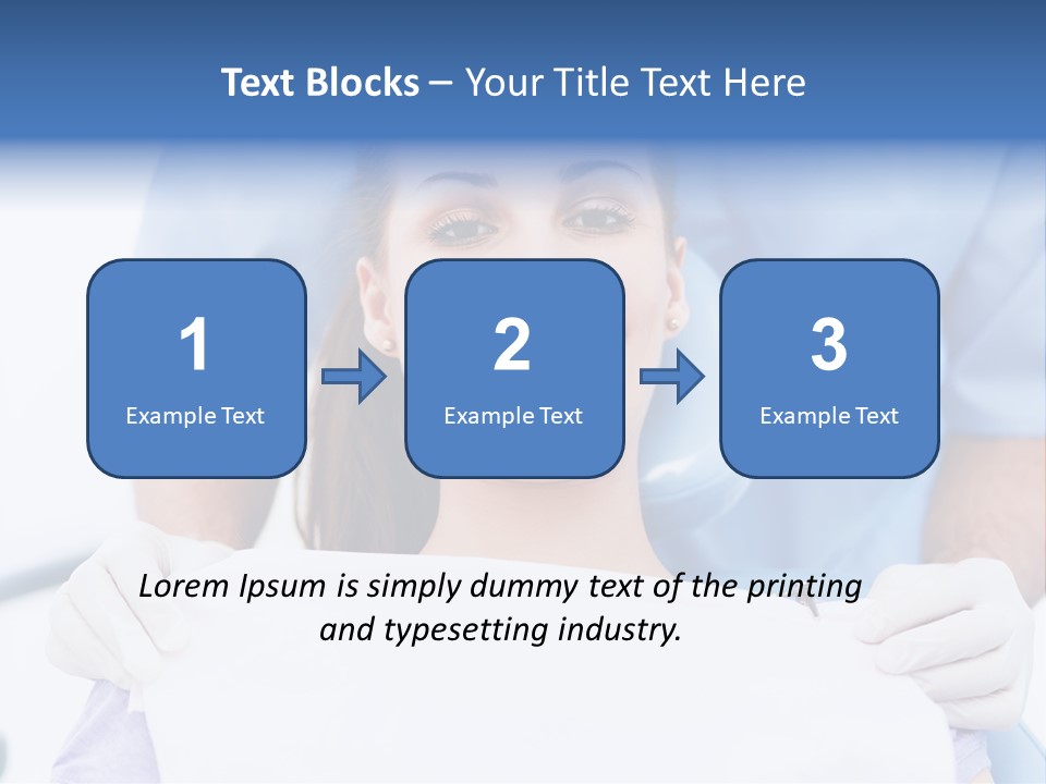 A Smiling Woman In A Dental Chair With A Dentist In The Background PowerPoint Template