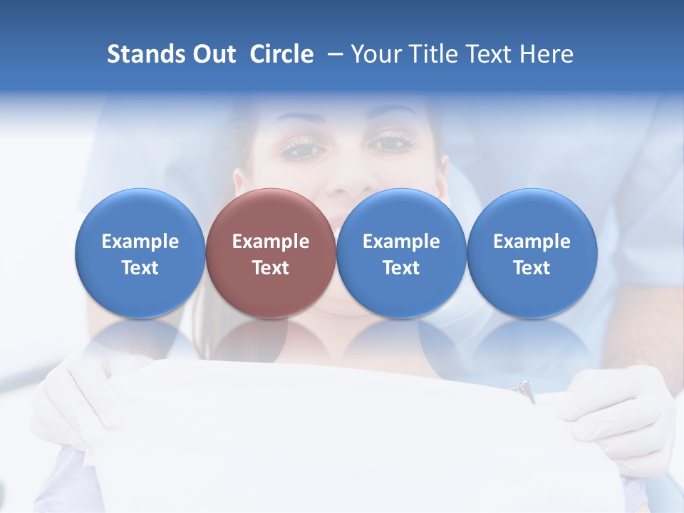 A Smiling Woman In A Dental Chair With A Dentist In The Background PowerPoint Template