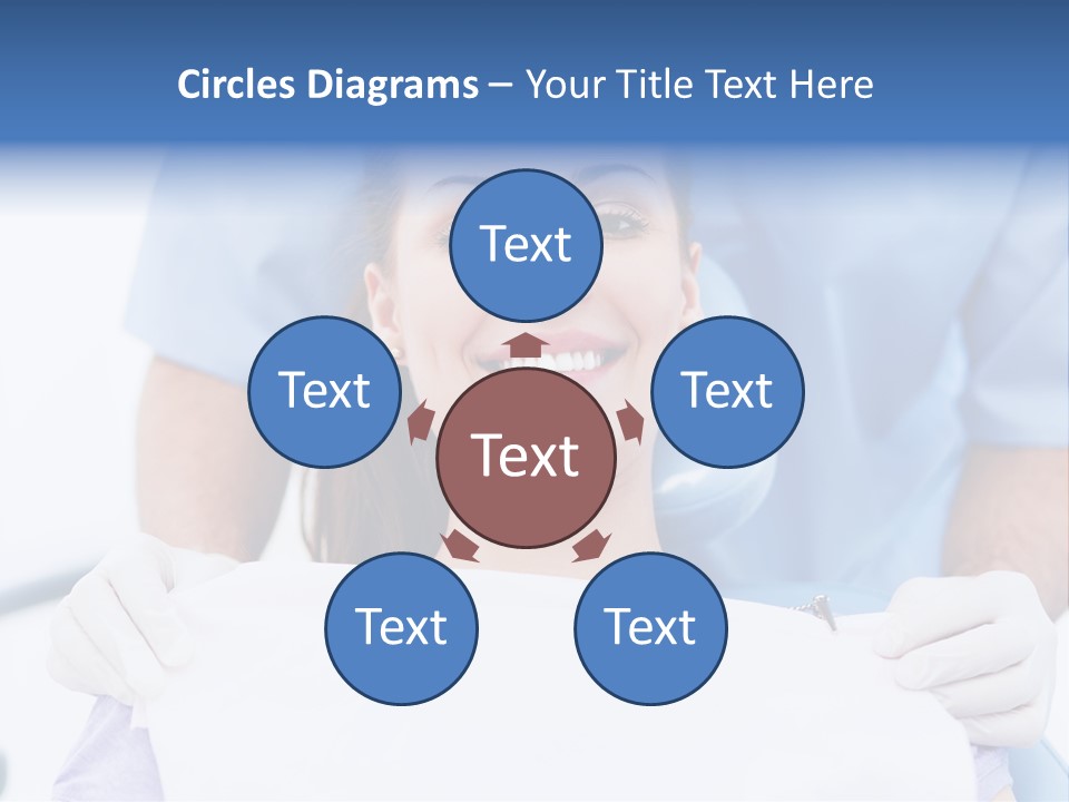 A Smiling Woman In A Dental Chair With A Dentist In The Background PowerPoint Template