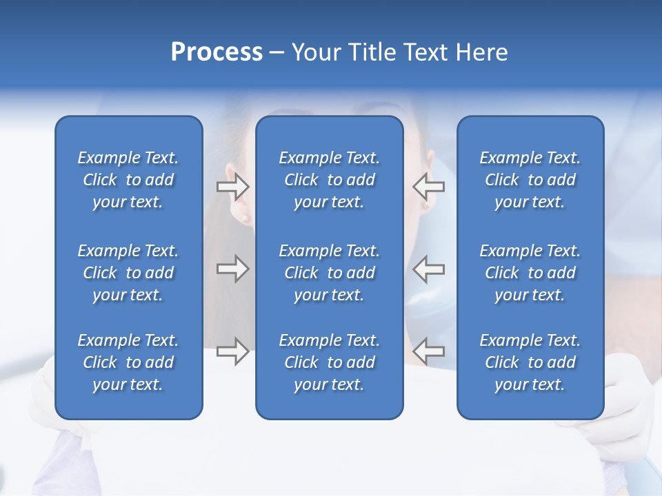 A Smiling Woman In A Dental Chair With A Dentist In The Background PowerPoint Template
