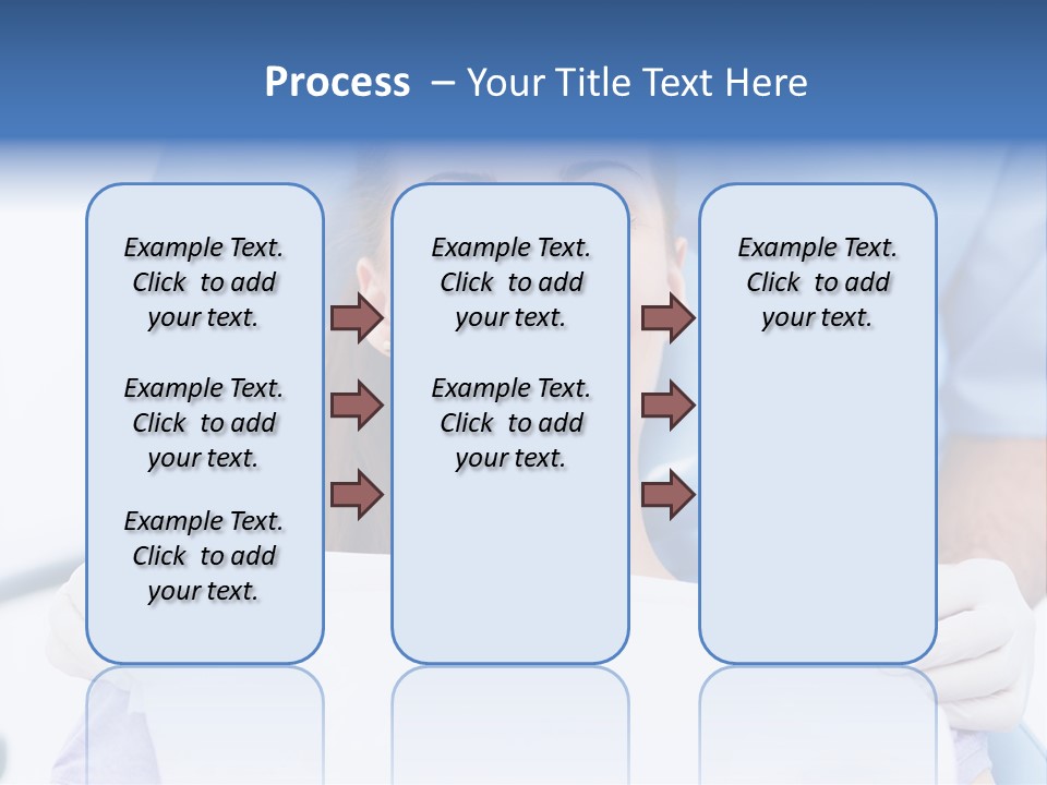 A Smiling Woman In A Dental Chair With A Dentist In The Background PowerPoint Template