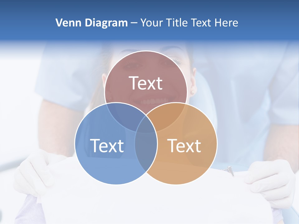 A Smiling Woman In A Dental Chair With A Dentist In The Background PowerPoint Template