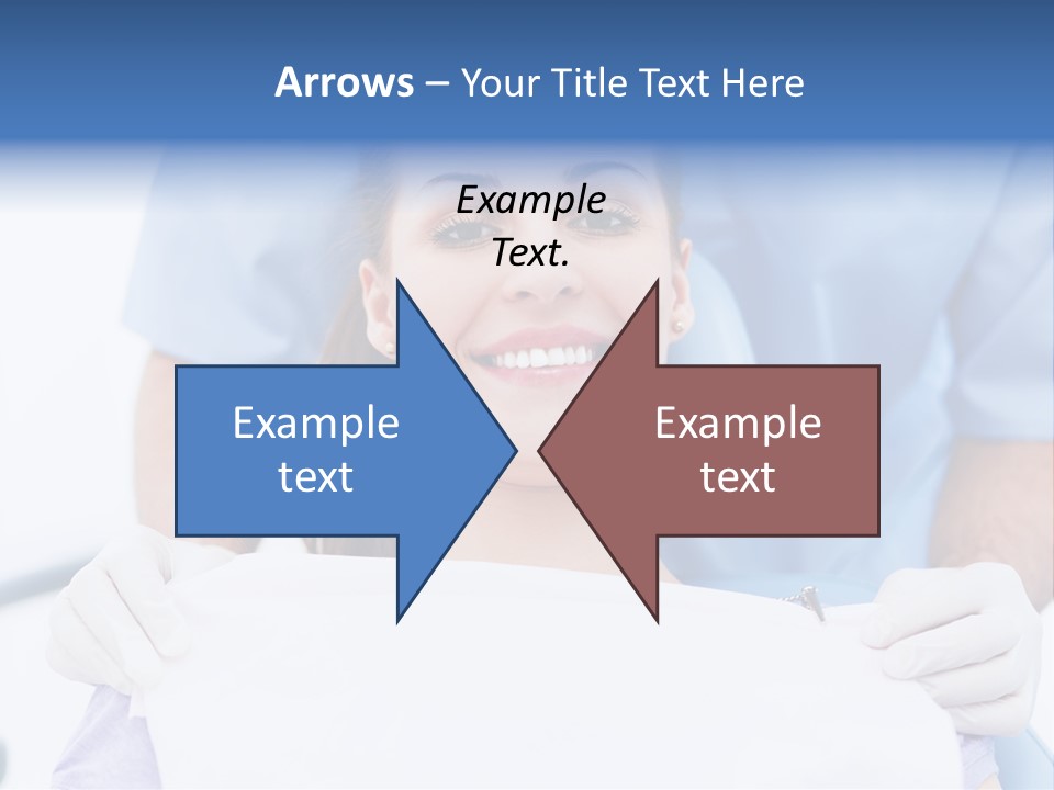 A Smiling Woman In A Dental Chair With A Dentist In The Background PowerPoint Template