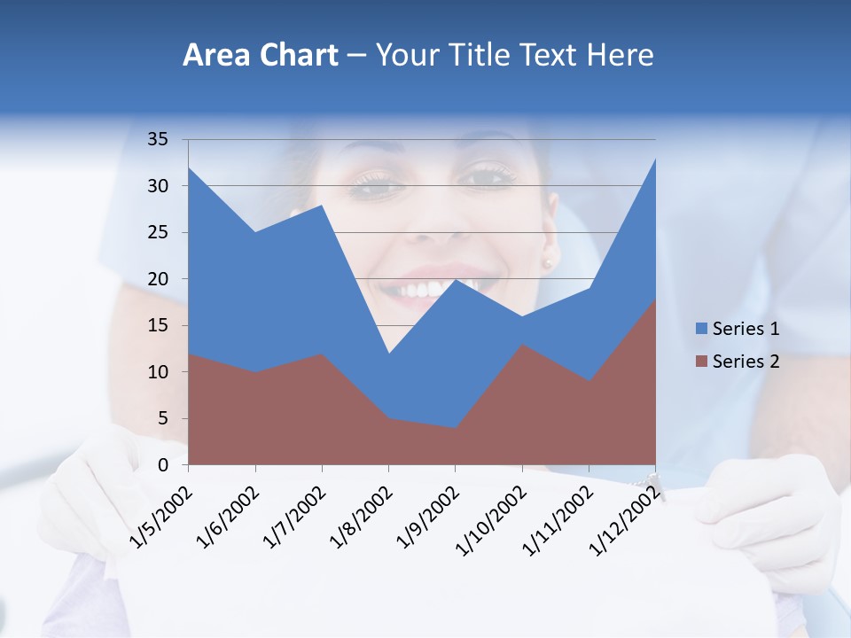 A Smiling Woman In A Dental Chair With A Dentist In The Background PowerPoint Template