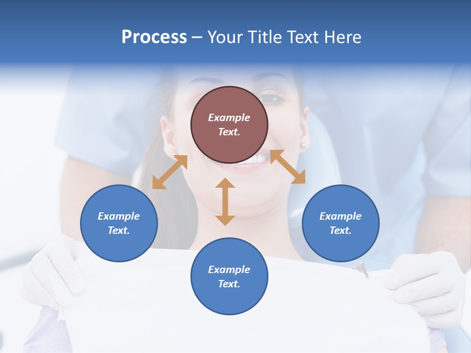 A Smiling Woman In A Dental Chair With A Dentist In The Background PowerPoint Template
