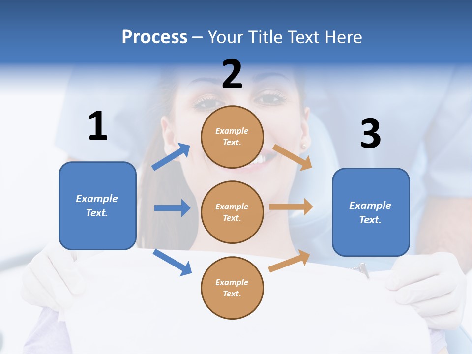 A Smiling Woman In A Dental Chair With A Dentist In The Background PowerPoint Template