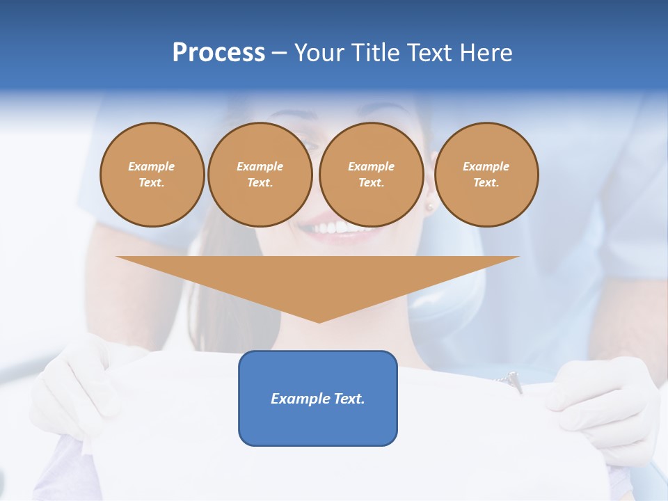 A Smiling Woman In A Dental Chair With A Dentist In The Background PowerPoint Template