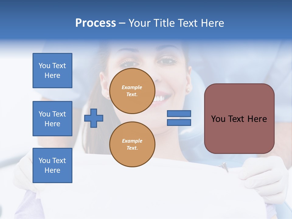 A Smiling Woman In A Dental Chair With A Dentist In The Background PowerPoint Template