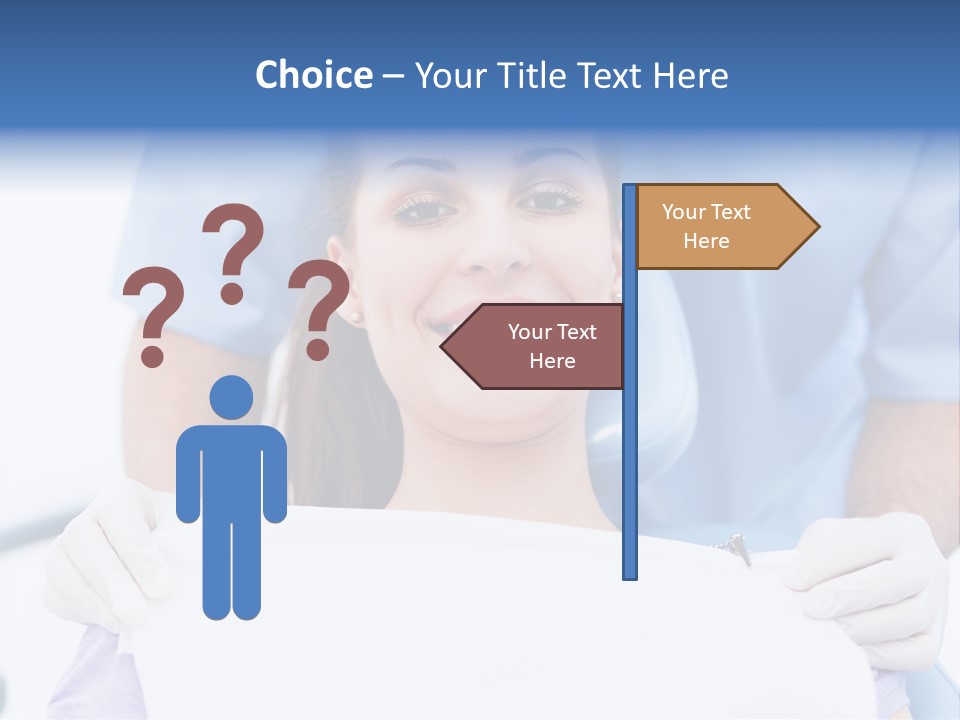 A Smiling Woman In A Dental Chair With A Dentist In The Background PowerPoint Template