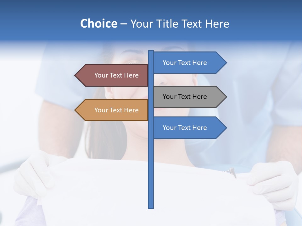 A Smiling Woman In A Dental Chair With A Dentist In The Background PowerPoint Template