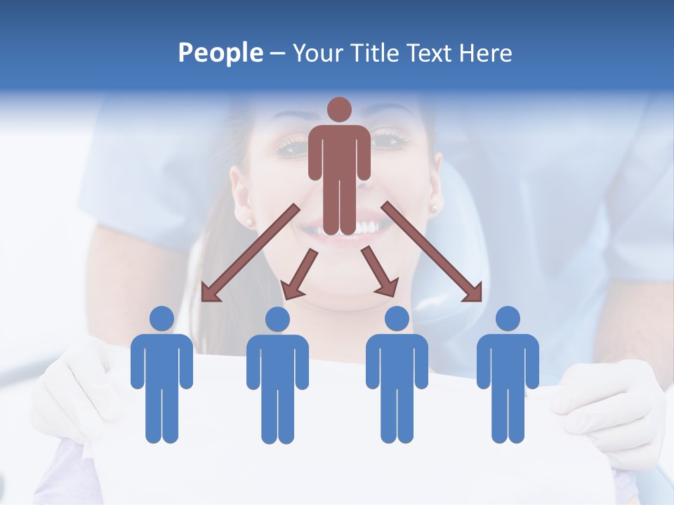 A Smiling Woman In A Dental Chair With A Dentist In The Background PowerPoint Template