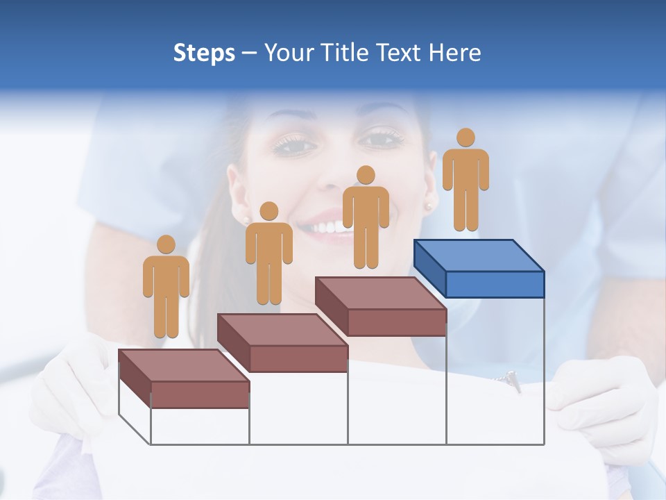 A Smiling Woman In A Dental Chair With A Dentist In The Background PowerPoint Template