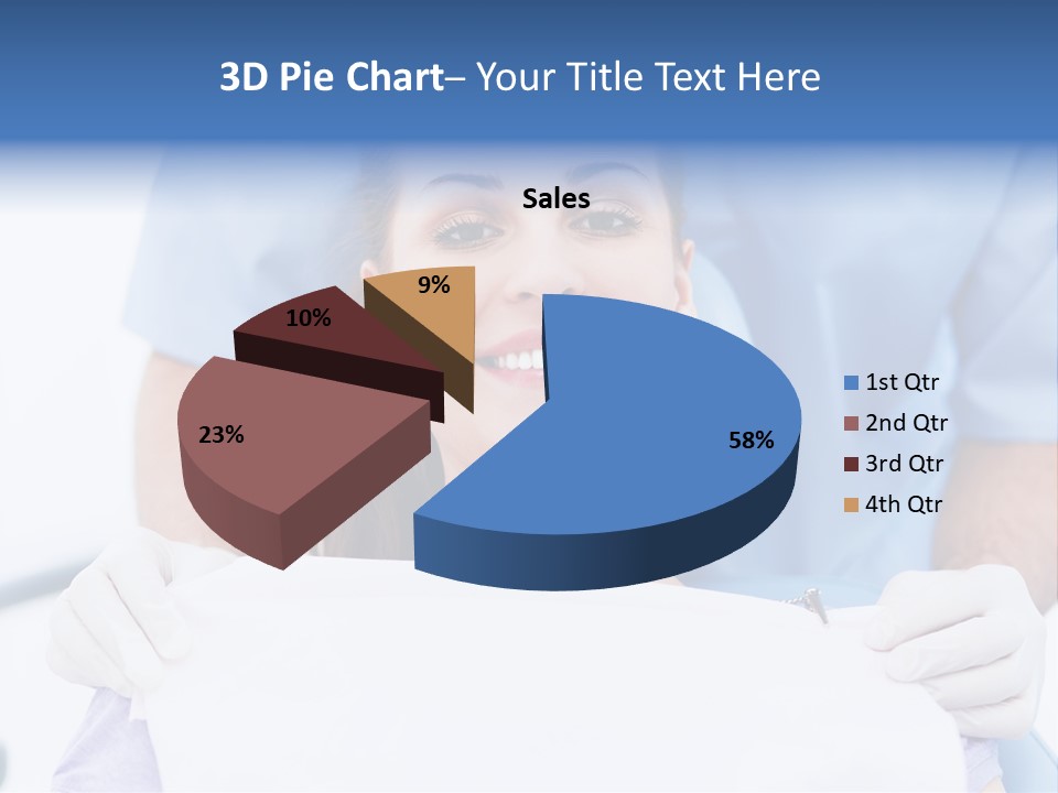 A Smiling Woman In A Dental Chair With A Dentist In The Background PowerPoint Template