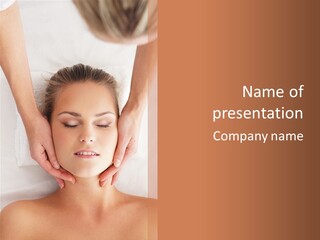 A Woman Getting A Head Massage From A Massager PowerPoint Template