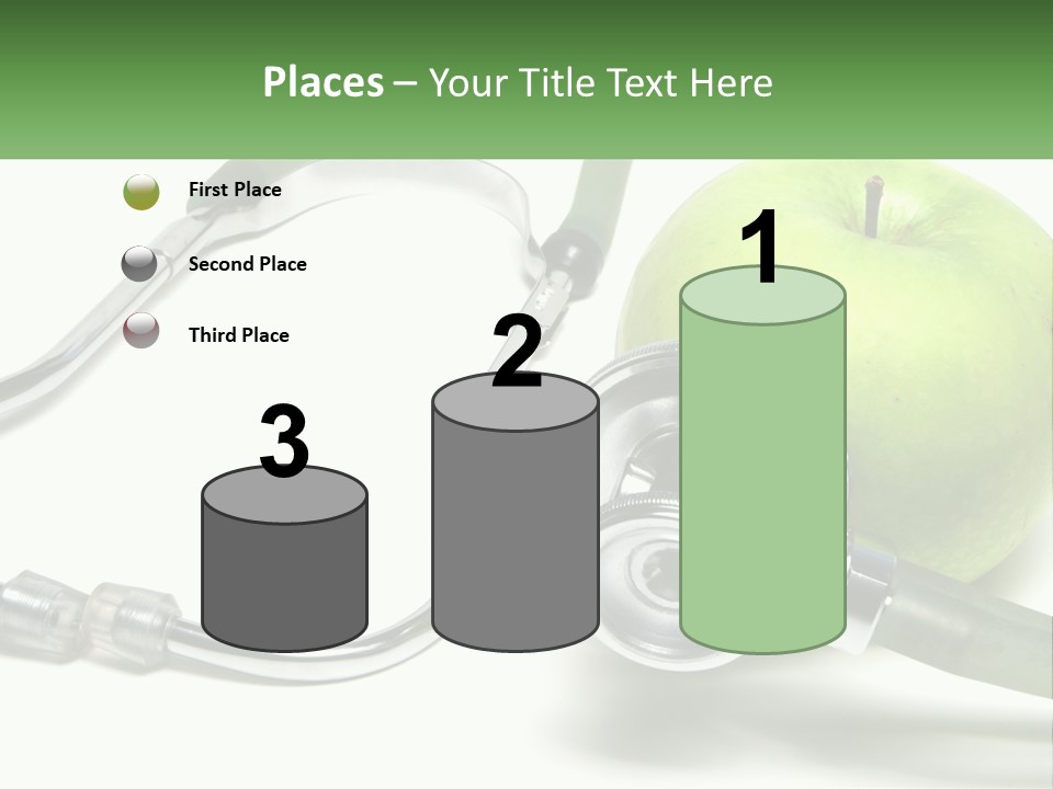 A Green Apple With A Stethoscope Next To It PowerPoint Template