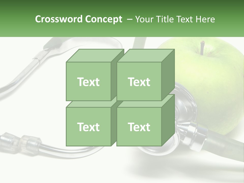 A Green Apple With A Stethoscope Next To It PowerPoint Template